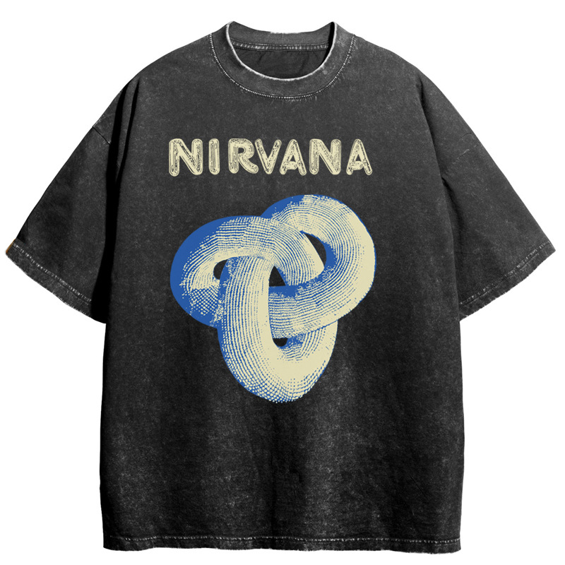 Nirvana banda de rock Nirvana Cobain cocoburn apenado lavado vintage batik camiseta suelta