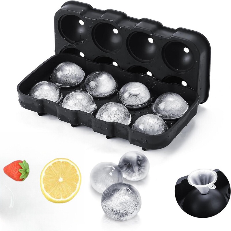 Round Silicone Mold for Whiskey Sphere Ice Cube Maker with Lid No Leakage No Presence BPA