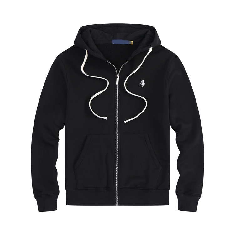 화이트 라벨(화이트 로프)이 있는 블랙 플리스 스웨트셔츠