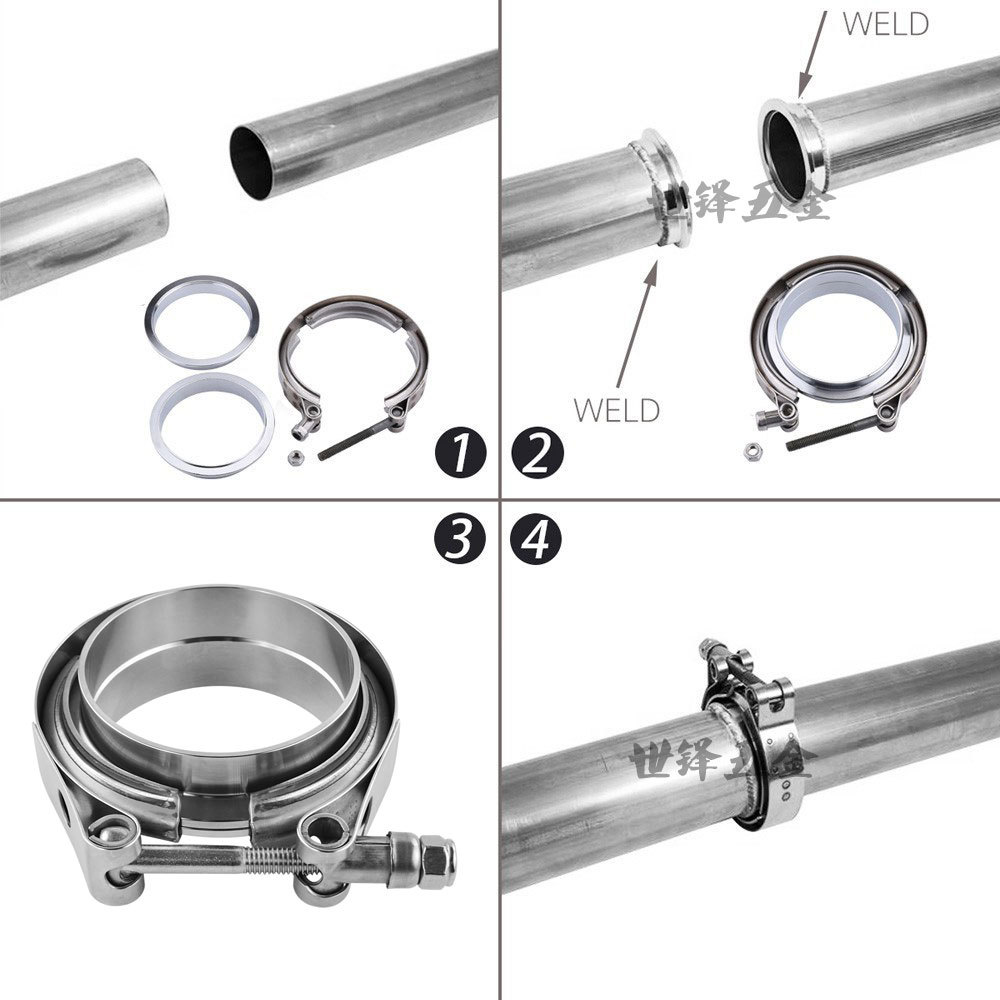 abrazadera de tubo de escape 304 acero inoxidable brida conector hembra V-brazamiento silenciador abrazadera de tubo de garganta en stock