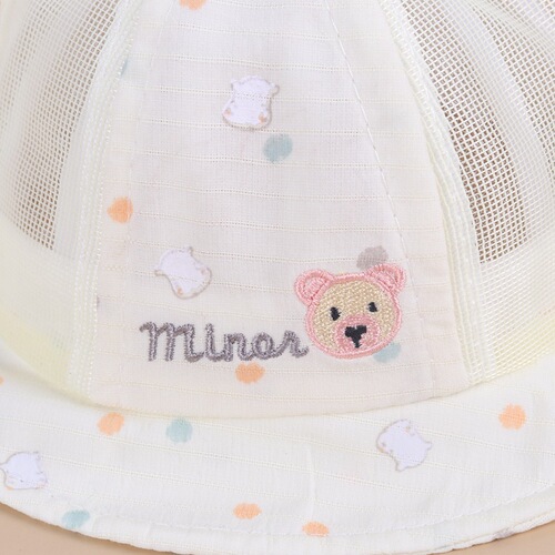 Newborn Hat Summer Mesh Breathable Bucket Hat for Boys and Girls, Baby Bear Fisherman Hat, 0-6 Months Infant Hat
