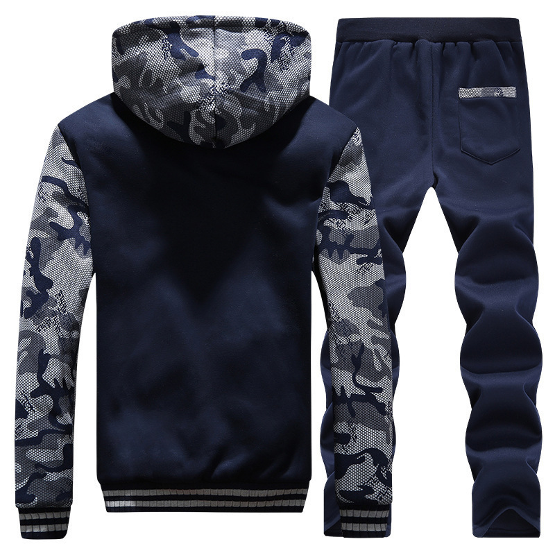 Nueva ropa de invierno para hombres engrosada y terciopelo calentamiento conjunto de camisas deportivas camufladas tamaño 5XL fábrica al por mayor D62