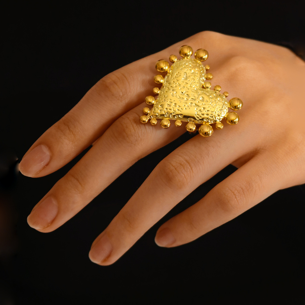 Heart Shape Pattern Women's Gender Wholesale Jewelry Retro Heart Shape 304 Stainless Steel Plating Rings