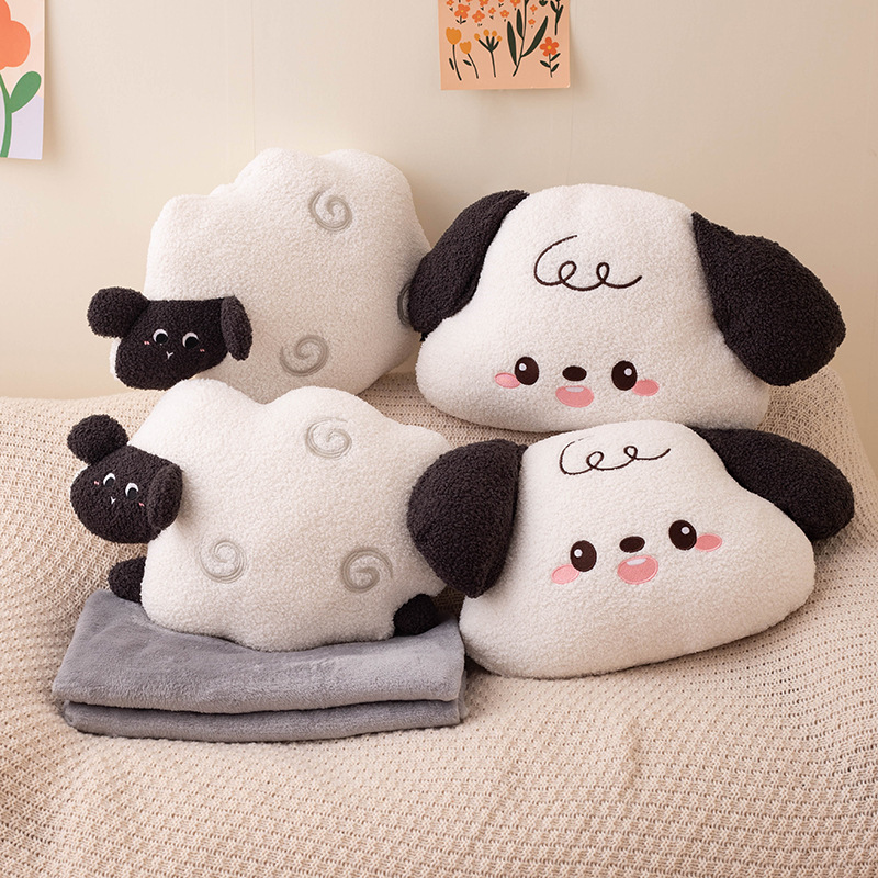 Cojín de aire acondicionado creativo encantador para perros y ovejas, muñecas de regalo para niñas, sofá, cojín de dormitorio