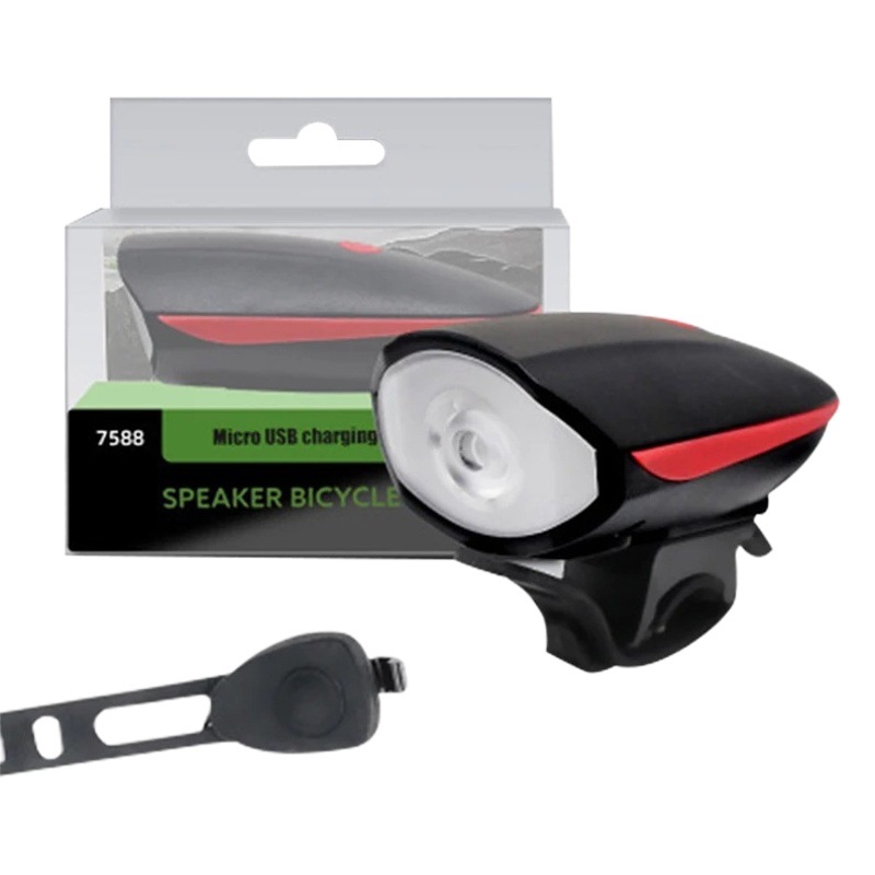 Bicicleta Luz de noche conducción luz advertencia montaña bicicleta accesorios USB carga faro cuerno bicicleta faro