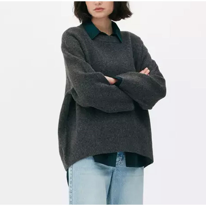 Women's Clothing winter new pink sweet round neck pullover sweater_voghion.com