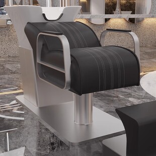 Ceramic Deep Basin Shampoo Bed for Barber Shop, Stainless Steel Flushing Bed, Semi-Reclining Hair Salon, Internet Celebrity Hair Salon Shampoo Bed