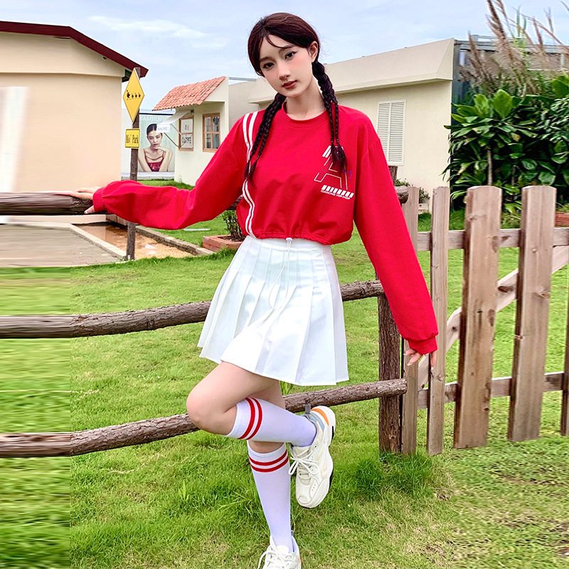 韩舞女团爵士舞蹈服卫衣长袖运动会拉拉队服高中学生啦啦操比赛服