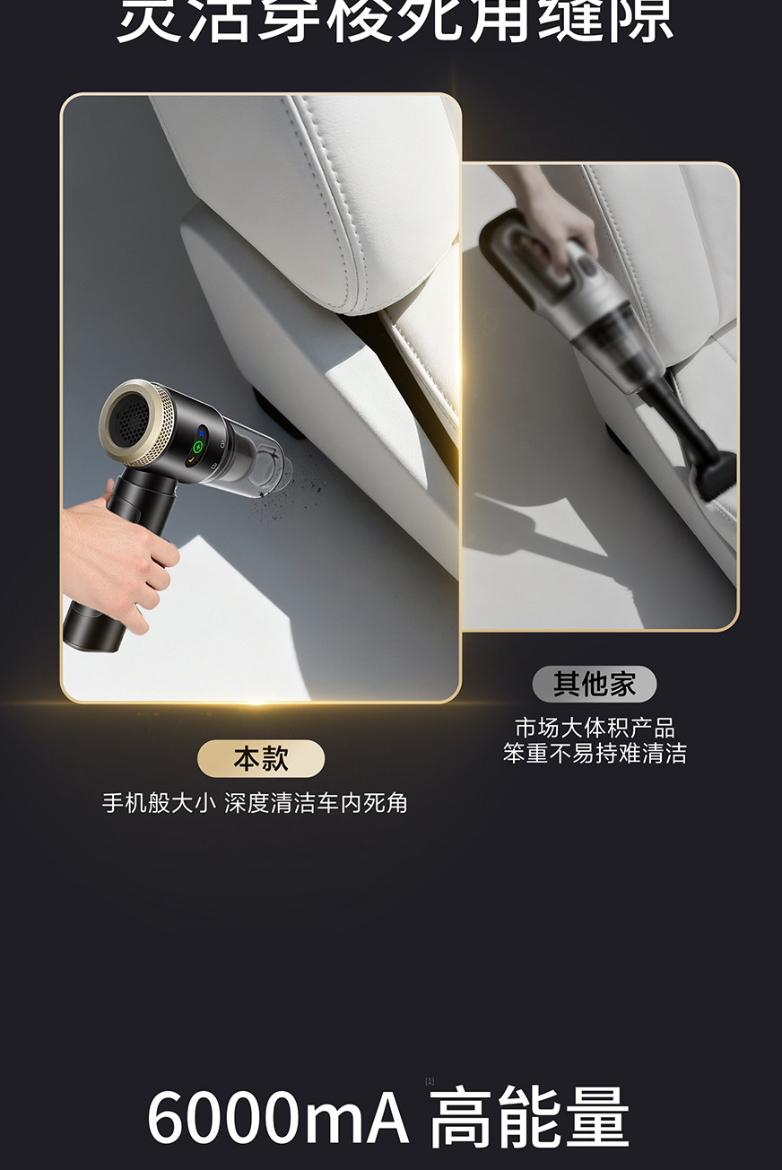 Car Vacuum Cleaner, Car Handheld Brushless Vacuum Cleaner, Wireless Dust Collector for Motorcycles, Suction and Blowing Dual-Purpose Pet Hair Collector