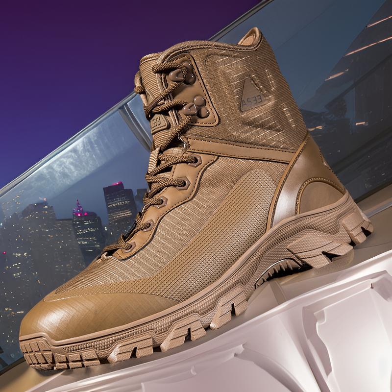 Botas de combate de venta directa de fábrica transfronterizas Botas tácticas resistentes al desgaste de la parte superior de la tela Botas de senderismo para deportes al aire libre Botas de senderismo para hombres