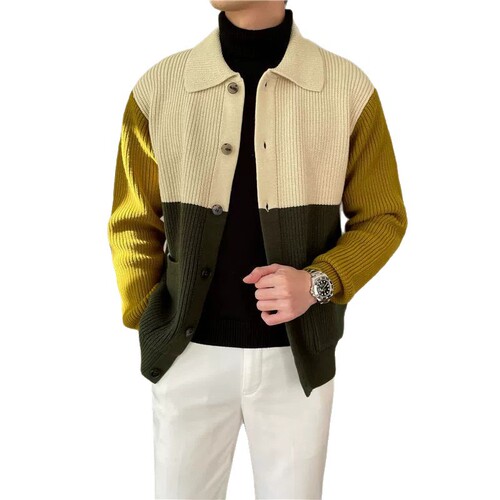 Cardigan sweater for men, new style, men's knit top, collar knit sweater, men's autumn knitwear, men's woolen sweater