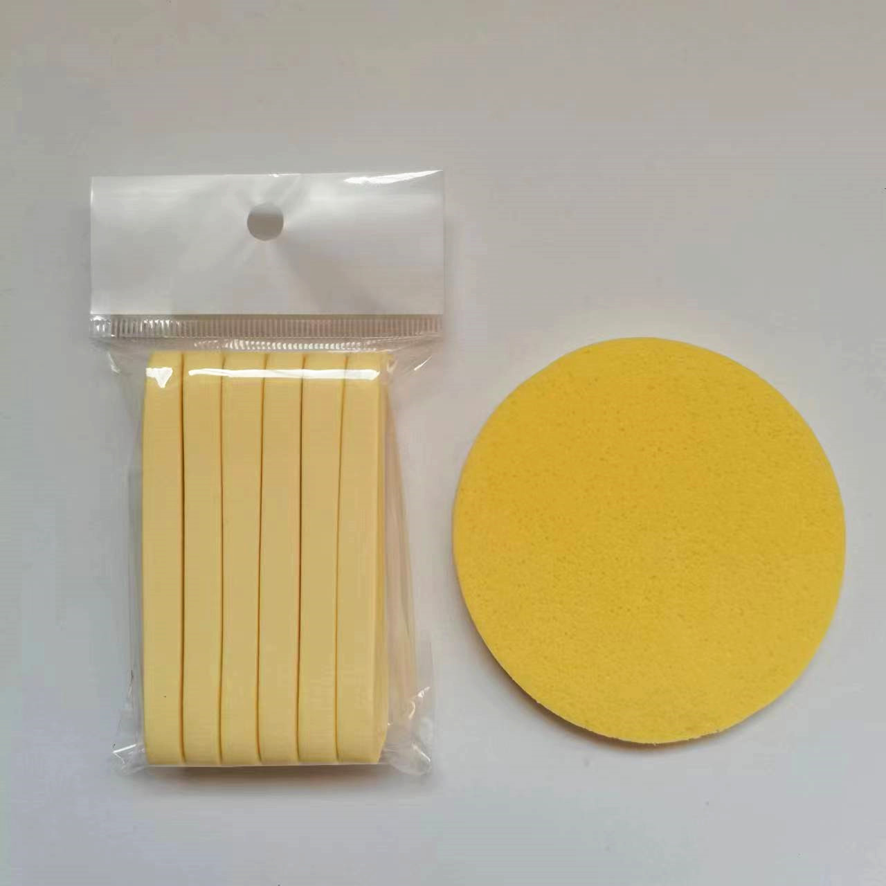 Cross-Border Transparent Bagged Compressed Facial Cleansing Sponge Strips, 12 Strips That Expand When Soaked in Water, Makeup Remover Cotton Puff