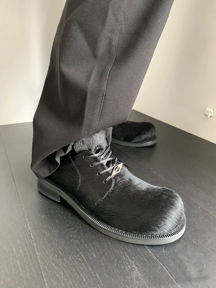 Scarpe derby in pelle di crine di cavallo da uomo e da donna, con suola spessa, casual Lefu, con punta grande_voghion.com