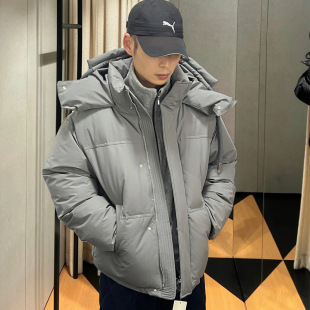 Super thick 800 white duck down short hooded men and women couple trendy down jacket warm loose bread coat