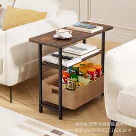 跨境铁木结合床边侧边桌子 边几茶几可移动家用沙发边收纳置物桌