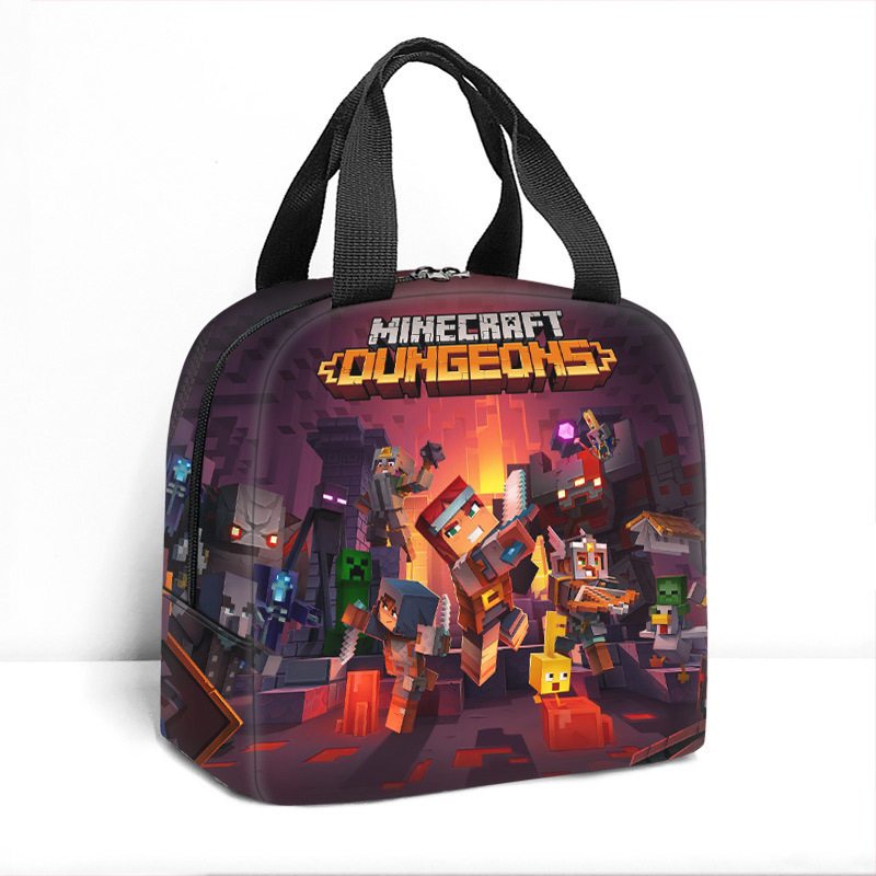 Minecraft ランチバッグ漫画アニメーション小中学生食事バッグ子供用アイスバッグ屋外食事バッグポータブルランチボックスバッグ|undefined