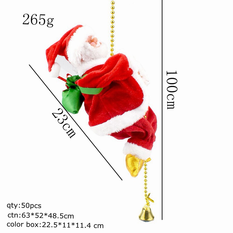 クリスマスデコレーション、吊り下げ飾り、子供のおもちゃ、ギフト、クロスボーダーサプライ、珠やロープを登るサンタクロース人形|undefined