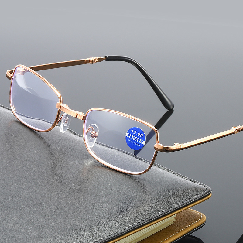 Moda plegable portátil para hombres y mujeres con una caja de gafas retráctiles anteojos antiluz azul anteojos de lectura anteojos