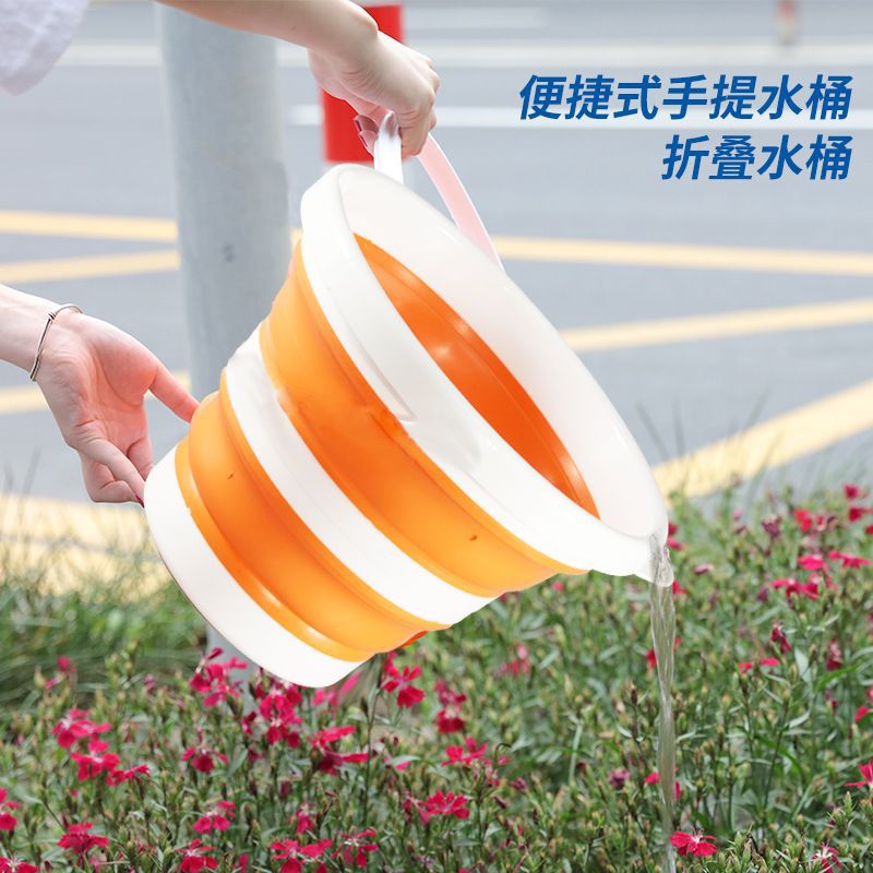 Handheld universal silicone plastic bucket for traveling
