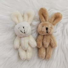 8cm 长毛绒关节兔  裸兔长毛兔卡通花束公仔衣服饰品手机挂件配饰