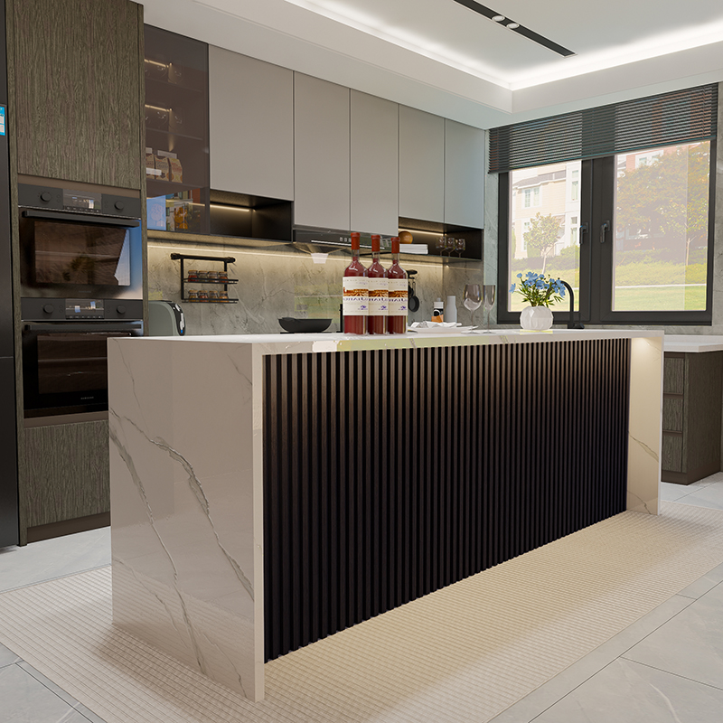 ✅ Light Luxury Slate Island Dining Table Integrated Home Small Kitchen Island Modern Simple Marble Bar