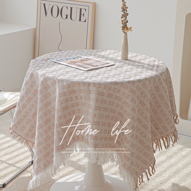 Topa de mesa francesa estilo japonés algodón lino blanco sensación de lujo ligero mesa redonda mesa de mesas mesa de mesas cuadradas