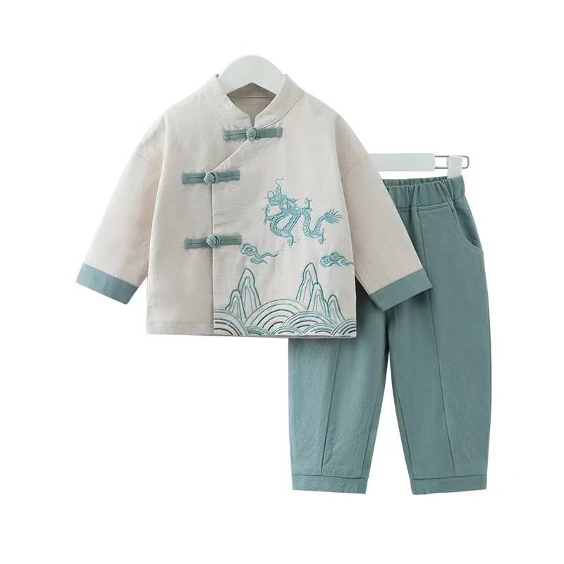 新中式儿童汉服套装男童秋装国风新款唐装宝宝两件套礼服周岁衣服|undefined
