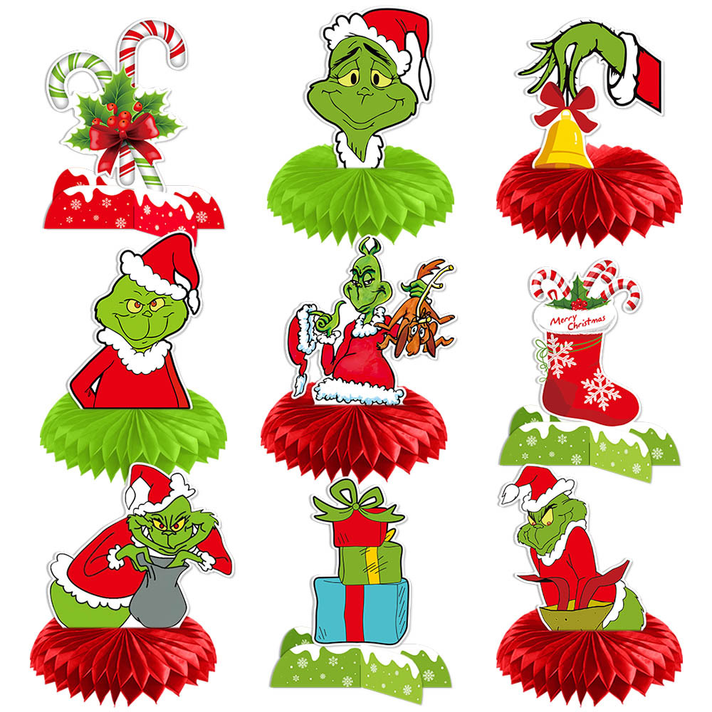 Amazon Grinch tema Navidad fiesta decoración panal decoración Navidad verde piel monstruo escritorio Decoración