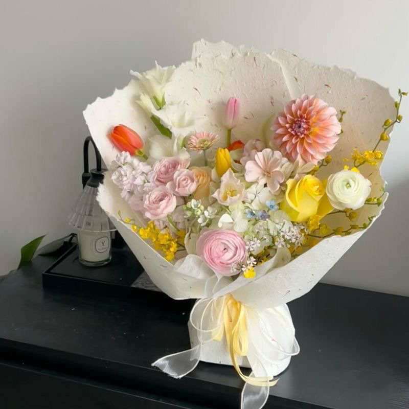 新款手撕花瓣东巴纸印刷款牛皮纸手撕花瓣纸鲜花包装花艺资材diy