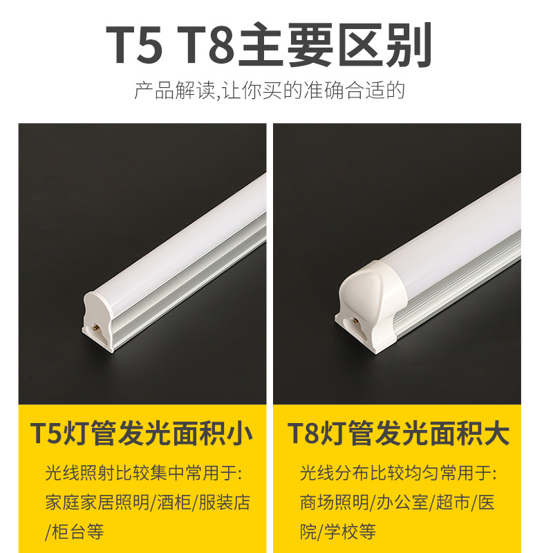 Lámpara LED integrada t5t8, lámpara cuadrada totalmente de plástico dividida de aluminio y plástico para el hogar, fábrica, oficina, tira de purificación, lámpara con soporte