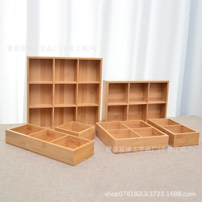 in stock wooden box storage compartment jewelry finishing box cosmetics perfume display box Jiugongge wooden storage box