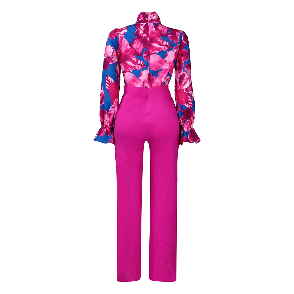 camicie a maniche lunghe stampate casual di grandi dimensioni e pantaloni a gamba larga set due pezzi transfrontalieri_voghion.com