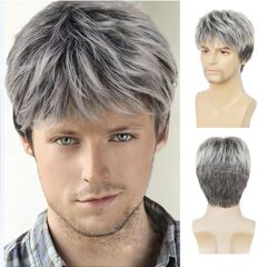 国境を越えた新製品かつら男性グレー層の短い頭カバー欧米男性化学繊維かつらメーカースポット卸売り