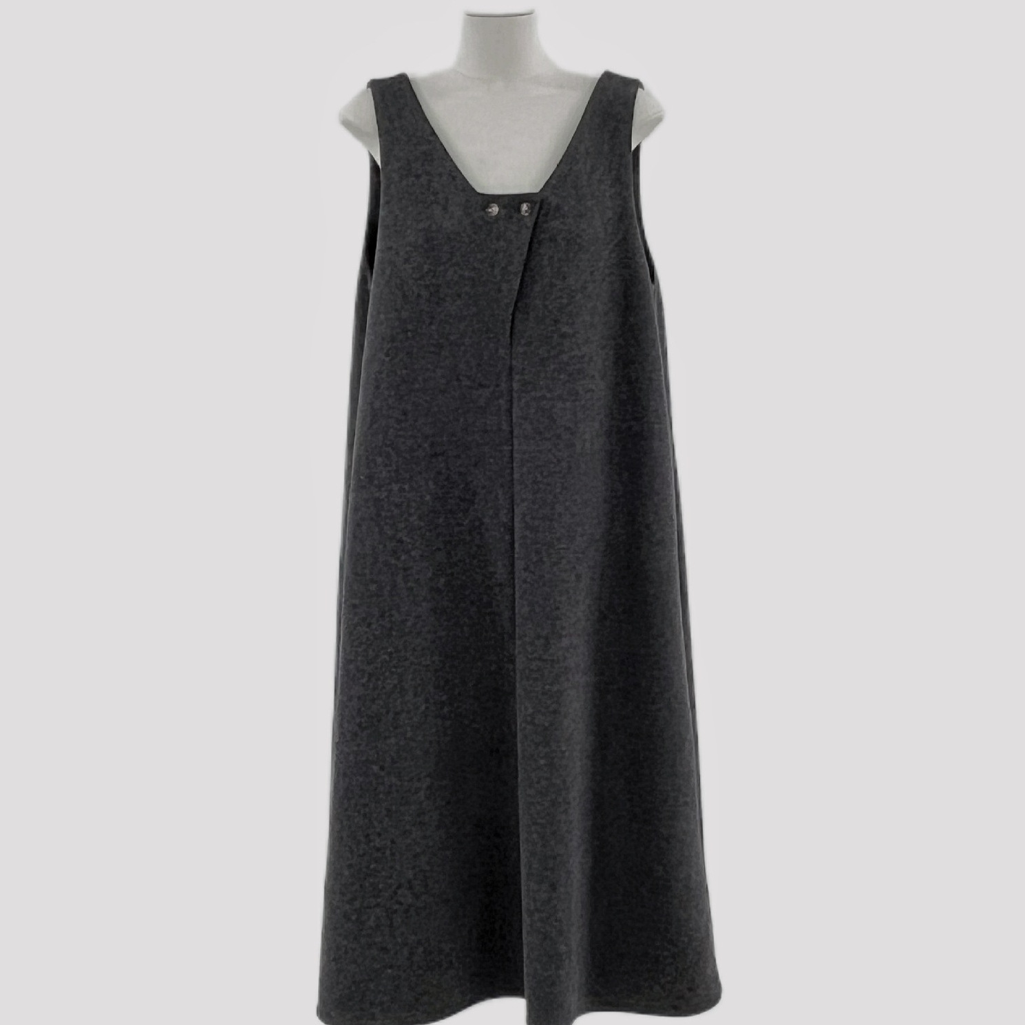 2024 가을, 겨울 새로운 업그레이드 된 헤비 패브릭 앞면과 뒷면 레이어드 능직 루즈 울 조끼 스커트 다크 그레이