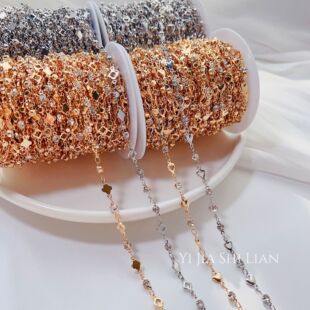 DIY jewelry accessories rhinestone handmade chain love clover zircon loose chain simple necklace bracelet material package
