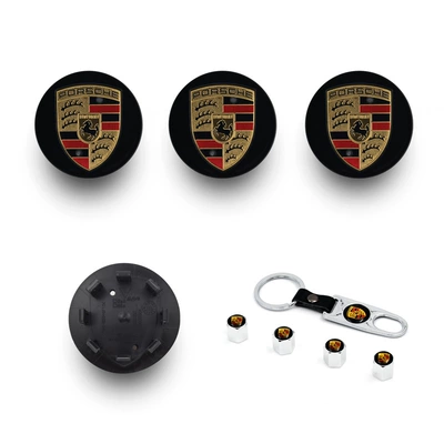 Suitable for Porsche Original Wheel Hub Hub cover - 65mm-black-surface-color-label-pack-of-four