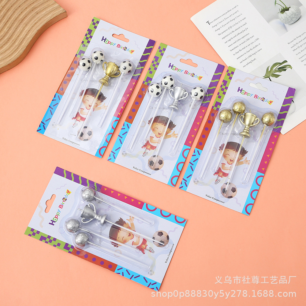 Vela de la Copa del Mundo transfronteriza Plugin Dibujos animados fiesta creativa celebración niño fútbol deporte tema vela de cumpleaños