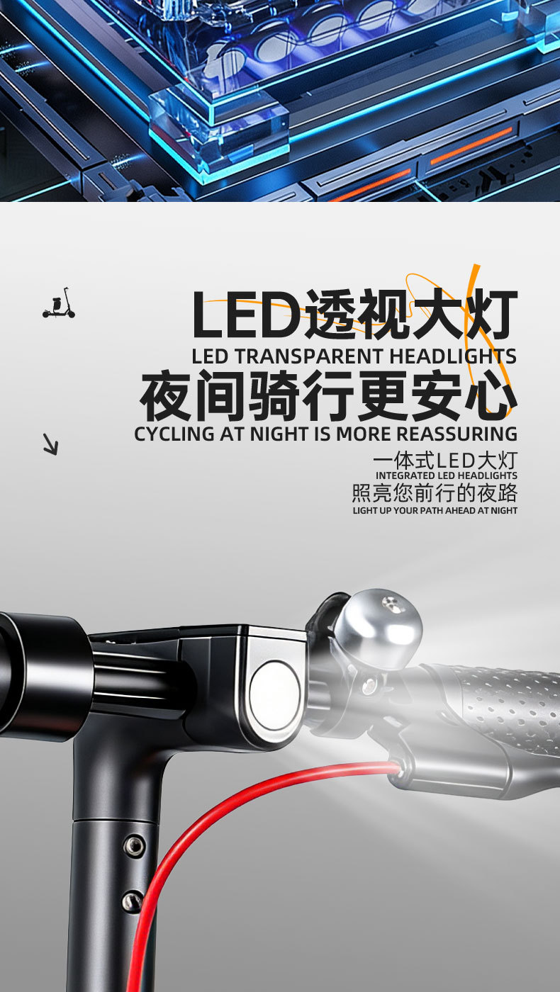 Cross-Border Foldable Electric Scooter, Shock-Absorbing Off-Road Electric Vehicle with Storage Box, High-Quality Mobility Scooter
