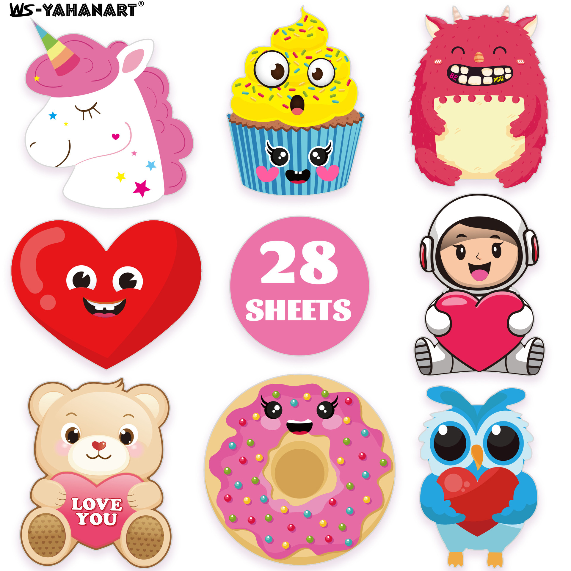Ventas transfronterizas calientes Día de San Valentín colorido caricatura DIY Tarjeta de felicitación Día de la Madre Decoración de San Valentín Confesión Conjunto de regalo