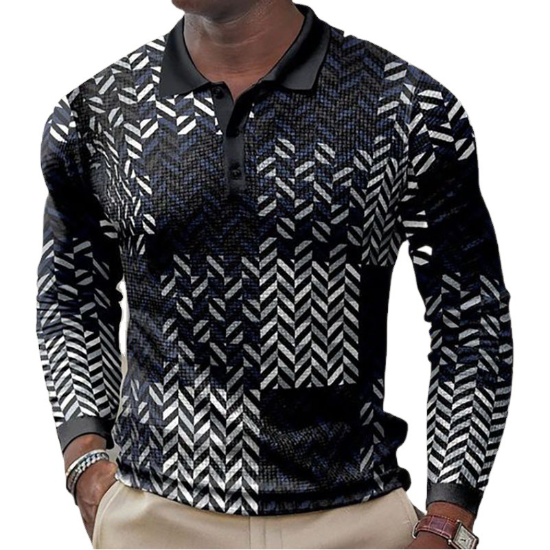 Comercio exterior transfronterizo primavera nuevos hombres de manga larga con botones POLO camisa hombres europeos y americanos moda casual top hombres