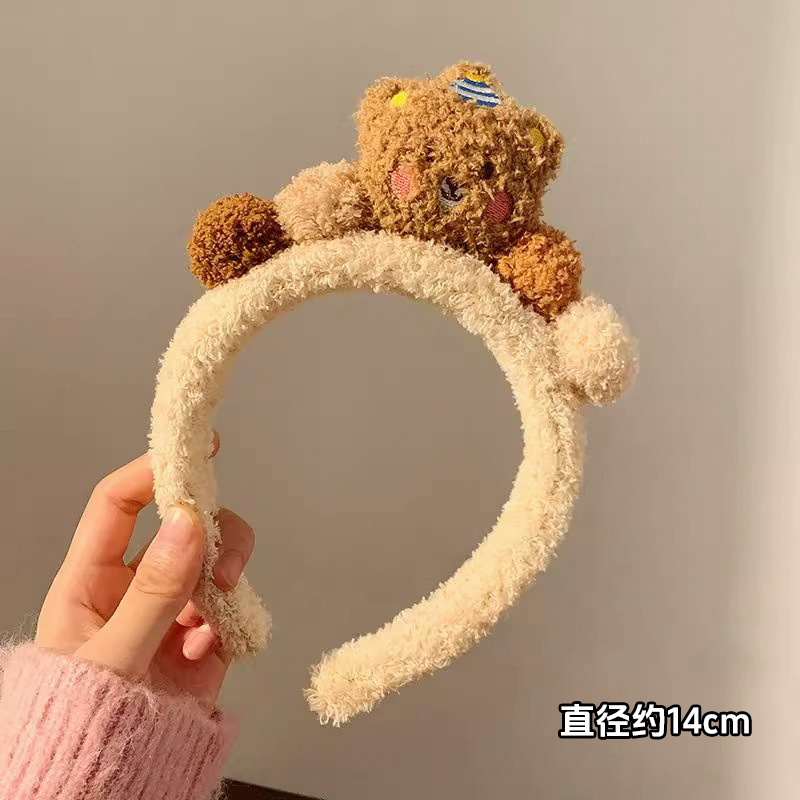 Oso de pudín de felpa ~ Lindo clip de boca de pato clip de pelo grande tocado 2025 nuevo clip de felpa para niña en la parte posterior de la cabeza