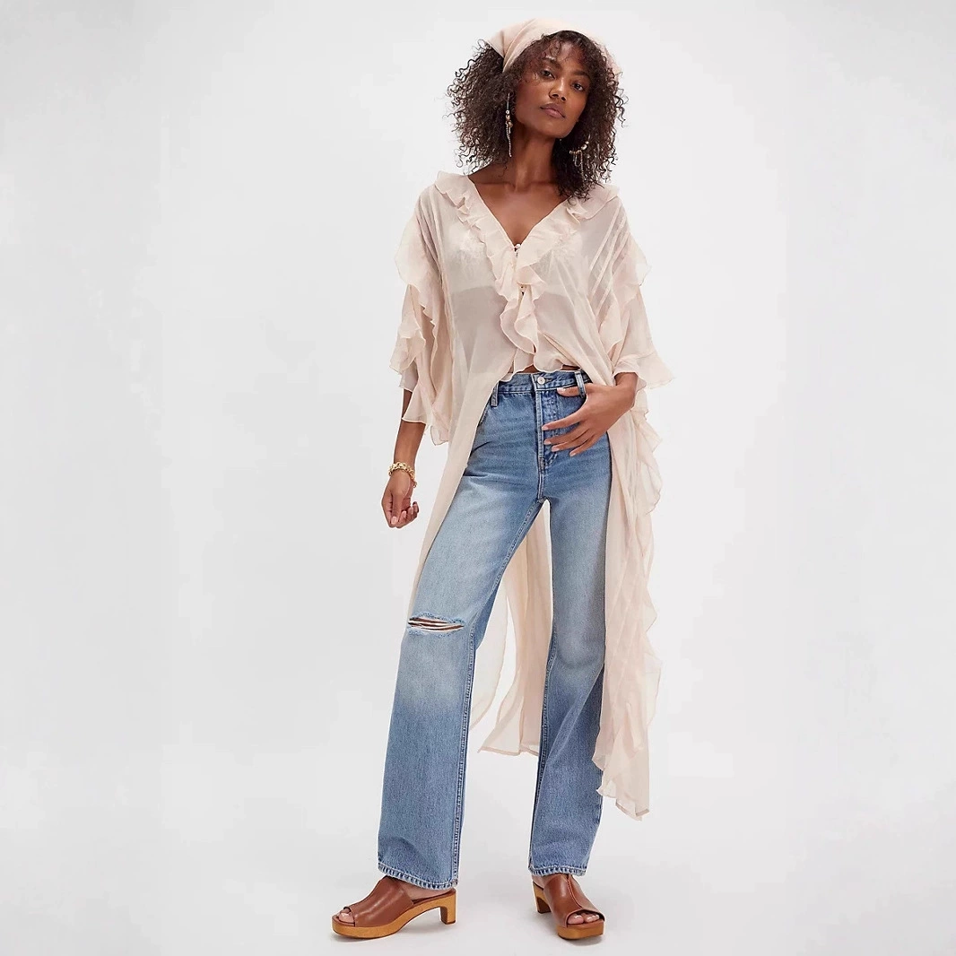 Летнее платье-топ в стиле французского пикантного персикового цвета 2025 года, асимметричный рюш, женственный крой.