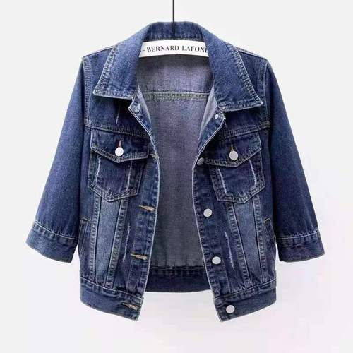 7/8 Sleeve Denim Jacket Women's Short Style High Quality Spring and Autumn Slimming Loose Cardigan Multi-purpose Student Top