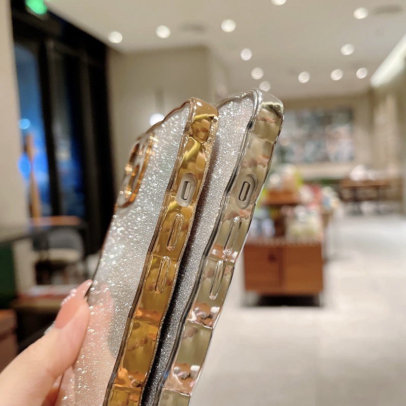 Suitable for iPhone 14 ProMax Gradient Pink Wave Pattern Phone Apple 13 Electroplated Full Package TPU Soft Case_voghion.com