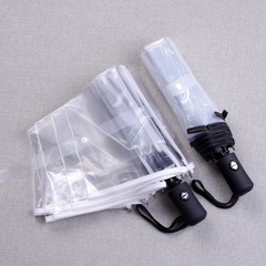 全自動透明折り畳み傘ネット赤傘三つ折り自己傘女子学生小清新プラスチック傘が厚くなった