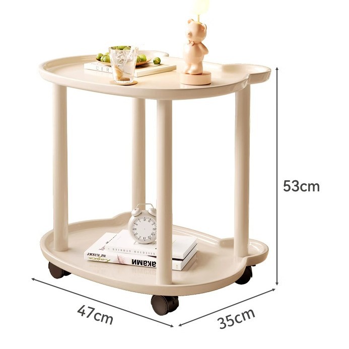 Mesa de té pequeña móvil doméstica dormitorio red mesilla de cama con ruedas carro de viento crema multicapa sofá borde