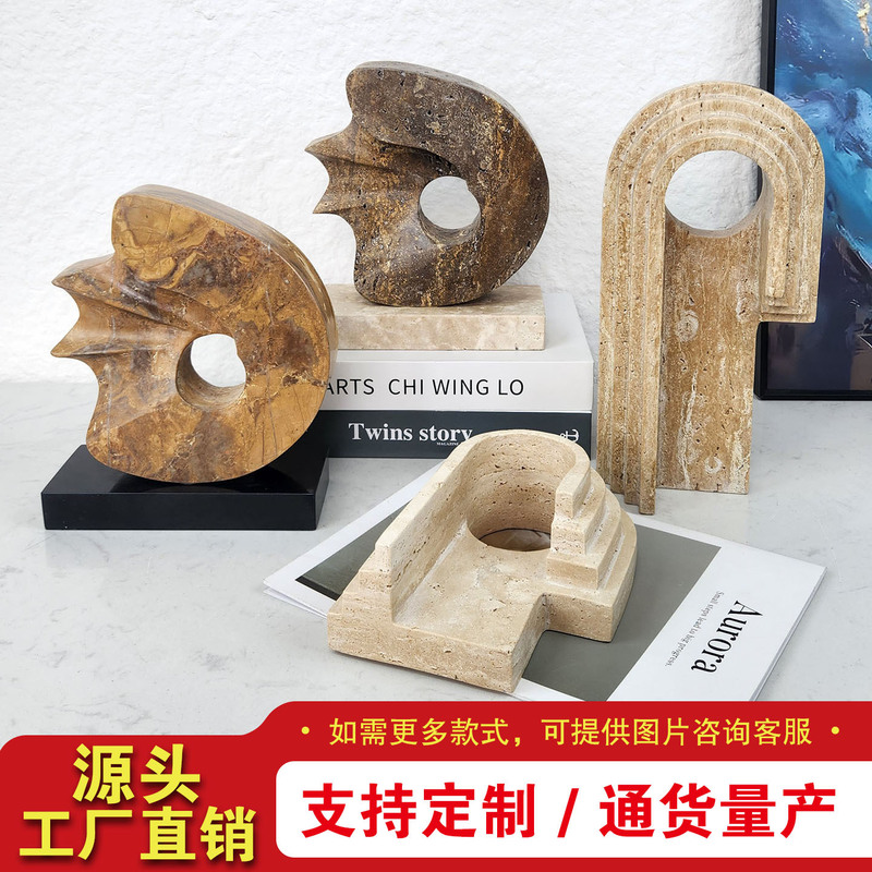 Light Luxury Natural Stone Marble Yellow Cave Stone Hemispherical Geometric Ornaments TV Cabinet Wine Cabinet Study Decoration Light Luxury Natural Stone Marble Yellow Cave Stone Hemispherical Geometric Ornaments TV Cabinet Wine Cabinet Study Decoration