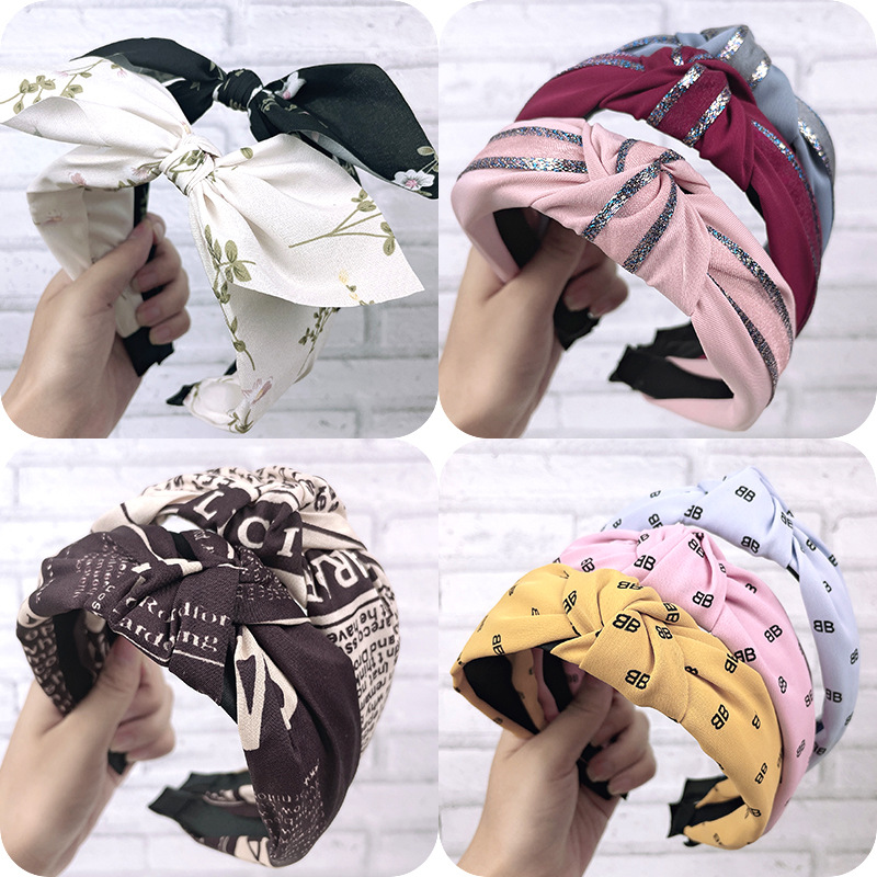 Korean version wide edge bow cross band adults, simple face washing hair clip for women, knot new headwear_voghion.com