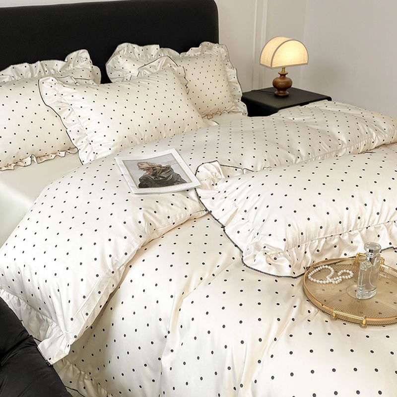 Primavera y verano lujoso helado de cuatro piezas de lavado con agua de tres piezas de sábanas lavadoras a máquina seda lisa y desnuda para dormir cubierta de edredón doble