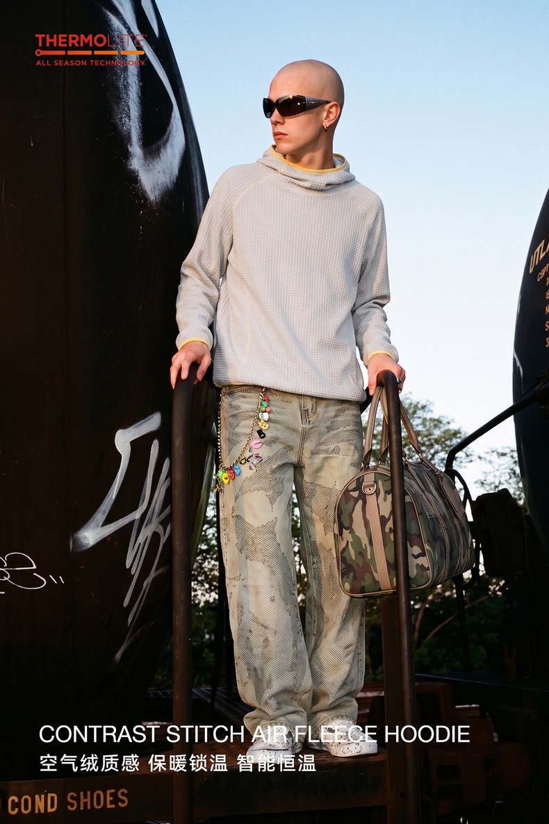 Inflation Khaki 180g Color-Block Hoodie